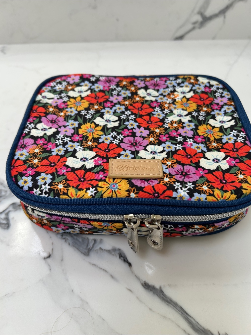 Brighton Multicolor Floral Zip Jewelry Case